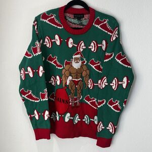 Blizzard Bay Adult Bodybuilder Swole Santa Ugly Christmas Sweater Men Size L